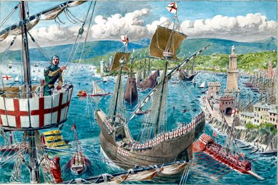 De haven en vloot van Genua door Quinto Cenni